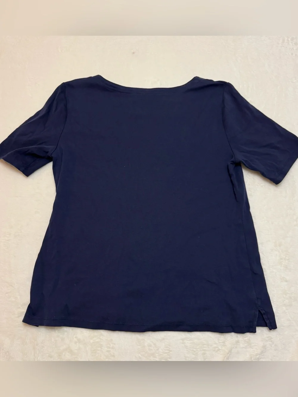 Talbots Navy Short Sleeve V-Notch Crew Tee - Picture 3 of 6